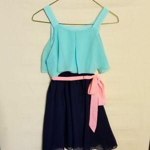 🔵Adorable aqua & navy blue dress